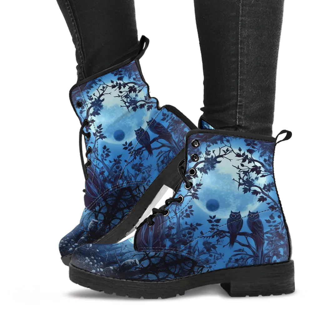 Gothic Forest and Thorned Roses Women's Vegan Leather Boots
