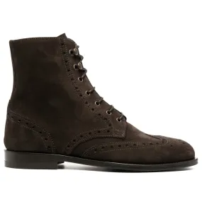 Handmade Custom Dark Brown Suede Leather Boots For Men