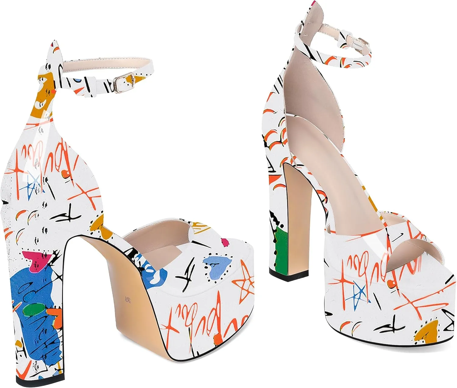 Joseywade Open Peep Toe Platform Chunky Heels High High Heeled Sandals Women 5.5 Inch Ankle Strap Shoes US Size 5-15
