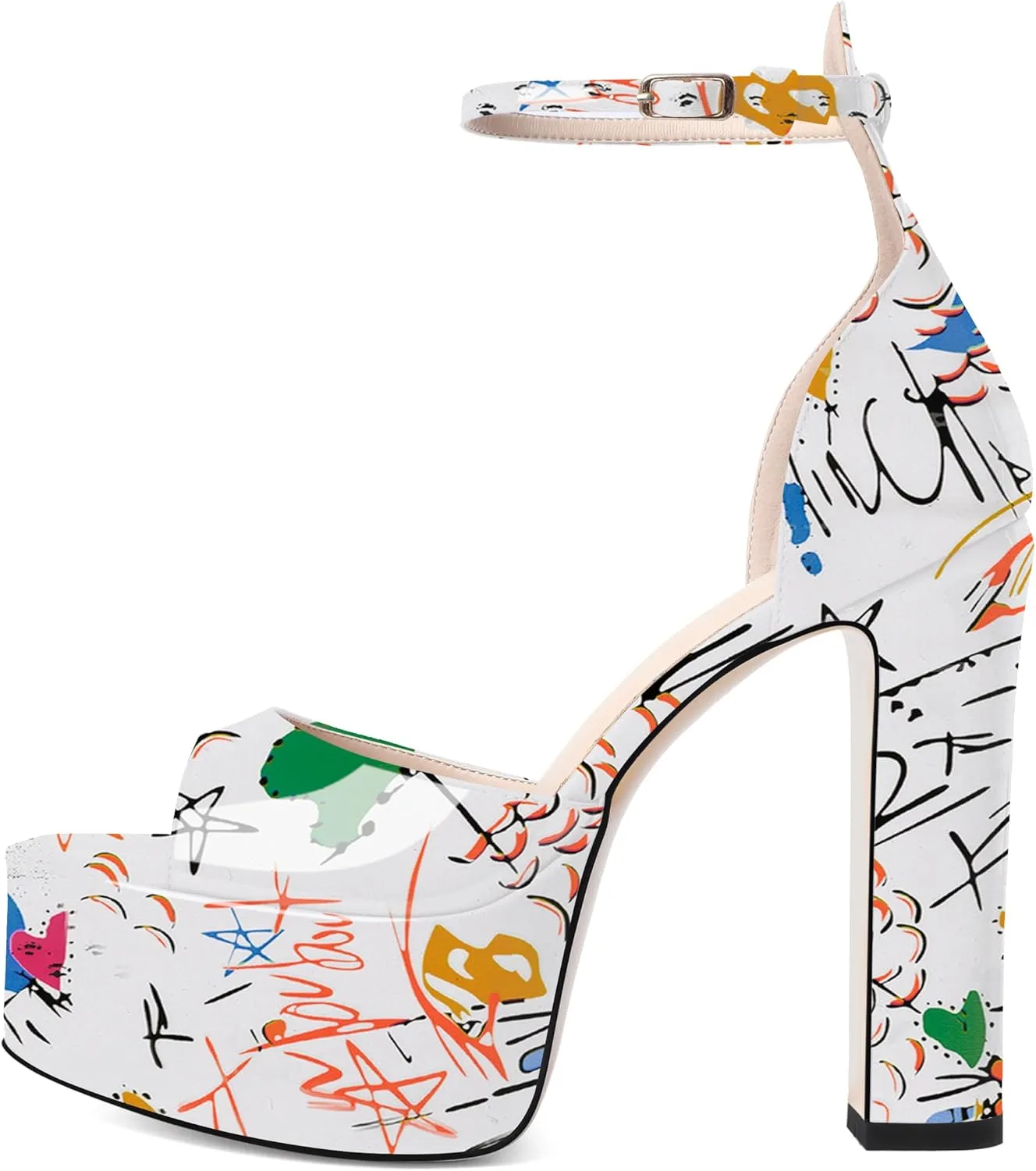 Joseywade Open Peep Toe Platform Chunky Heels High High Heeled Sandals Women 5.5 Inch Ankle Strap Shoes US Size 5-15