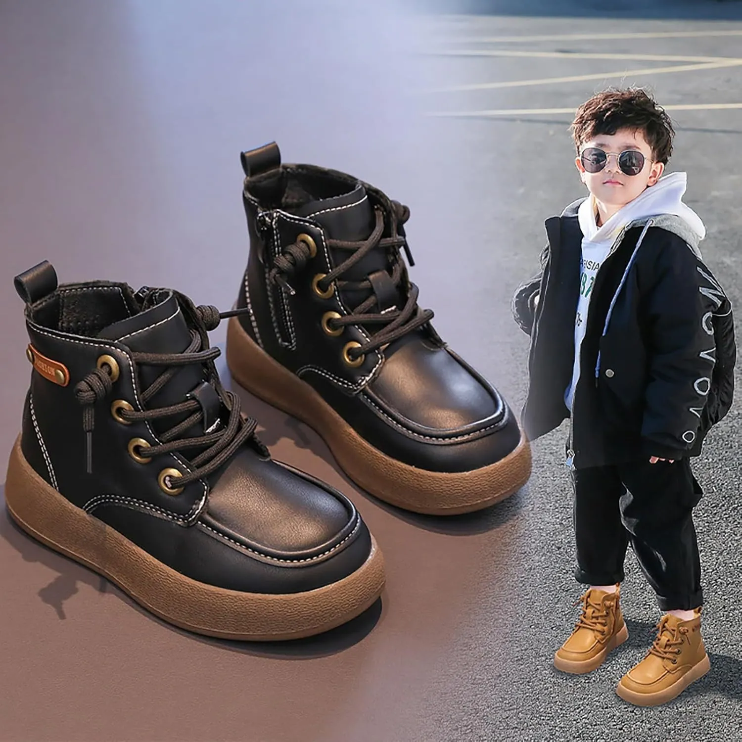 Kids School Ankle Boots for Little Child Classic Water-Proof Comfort Work Boot Unisex Boys Rain Boots Size 8 Toddler