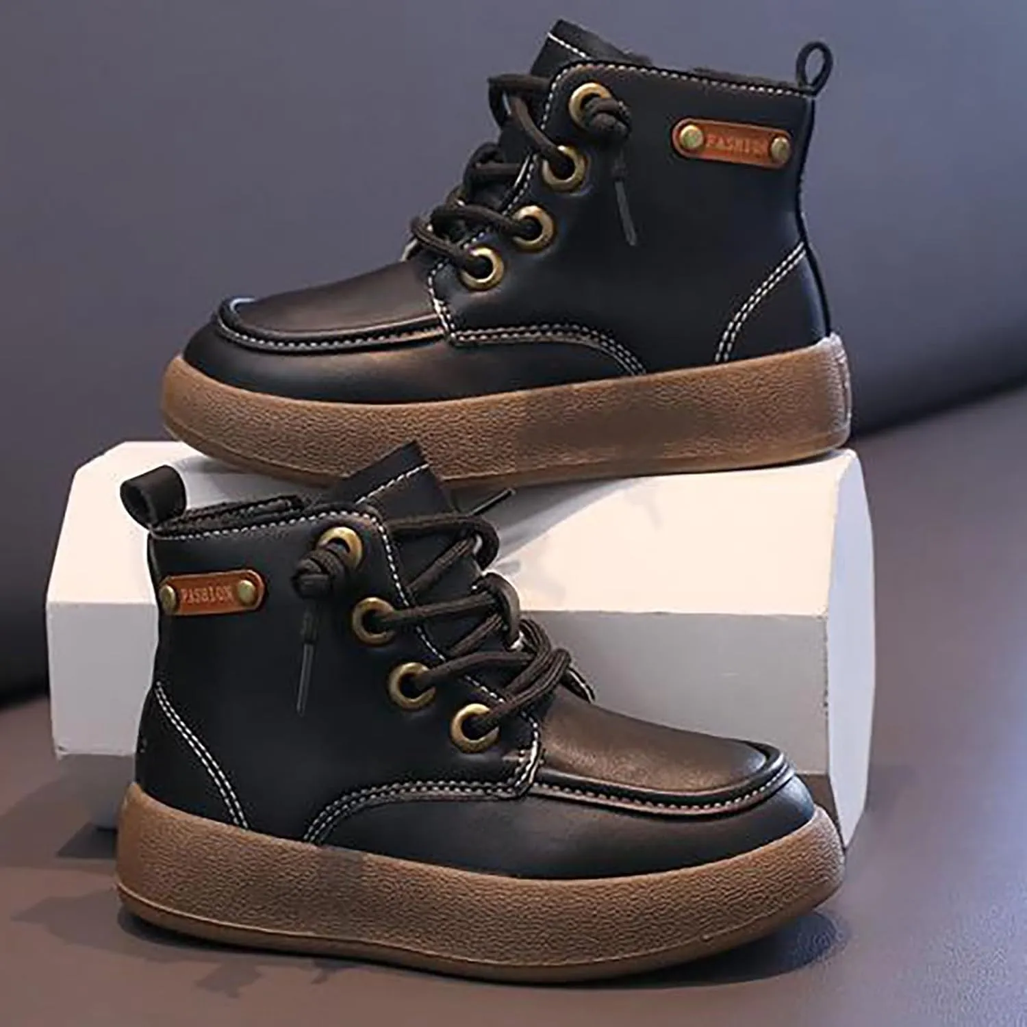 Kids School Ankle Boots for Little Child Classic Water-Proof Comfort Work Boot Unisex Boys Rain Boots Size 8 Toddler