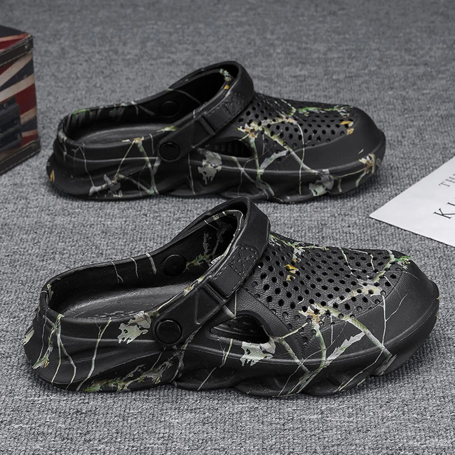 Meidiastra Men's Clogs Athletic Sports Sandal Water Slippers Beach Sports Sandals Slip-On Yard Garden Shoes with Adjustable Back Strap - River Edge
