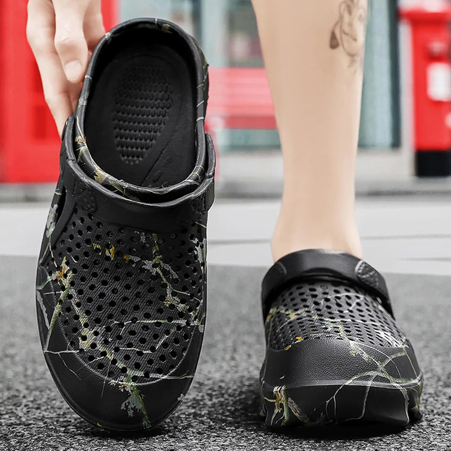 Meidiastra Men's Clogs Athletic Sports Sandal Water Slippers Beach Sports Sandals Slip-On Yard Garden Shoes with Adjustable Back Strap - River Edge