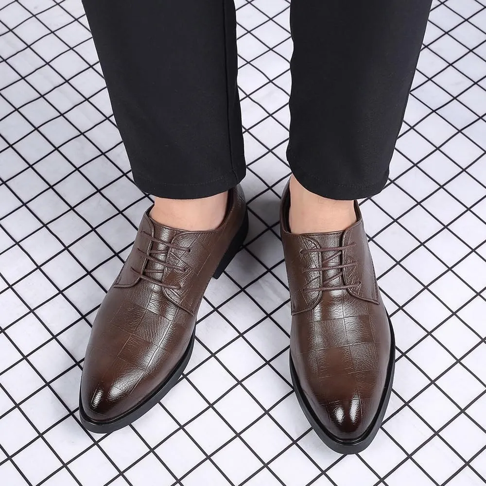 Men's Casual Business Formal Shoes British Breathable Casual Shoes for Men(Brown Heighten,10)