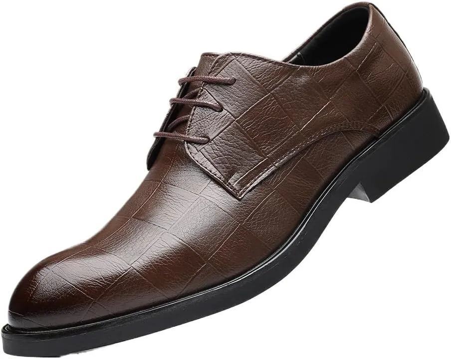 Men's Casual Business Formal Shoes British Breathable Casual Shoes for Men(Brown Heighten,10)