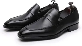 Men's Dress Leather Shoes Formal Oxford Shoes for Men Round Toe Casual Business Leather Shoes Comfortable Wedding Shoes Slip On Leather Driving Shoes,Black,7.5US/40EU
