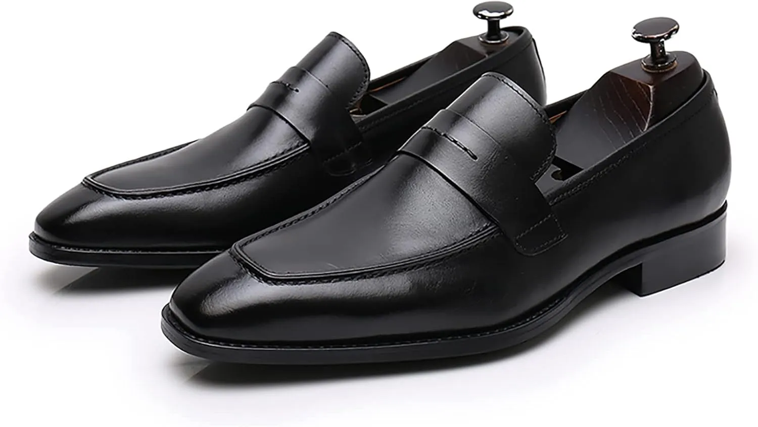 Men's Dress Leather Shoes Formal Oxford Shoes for Men Round Toe Casual Business Leather Shoes Comfortable Wedding Shoes Slip On Leather Driving Shoes,Black,7.5US/40EU