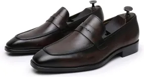 Men's Dress Leather Shoes Formal Oxford Shoes for Men Round Toe Casual Business Leather Shoes Comfortable Wedding Shoes Slip On Leather Driving Shoes,Brown,7.5US/40EU