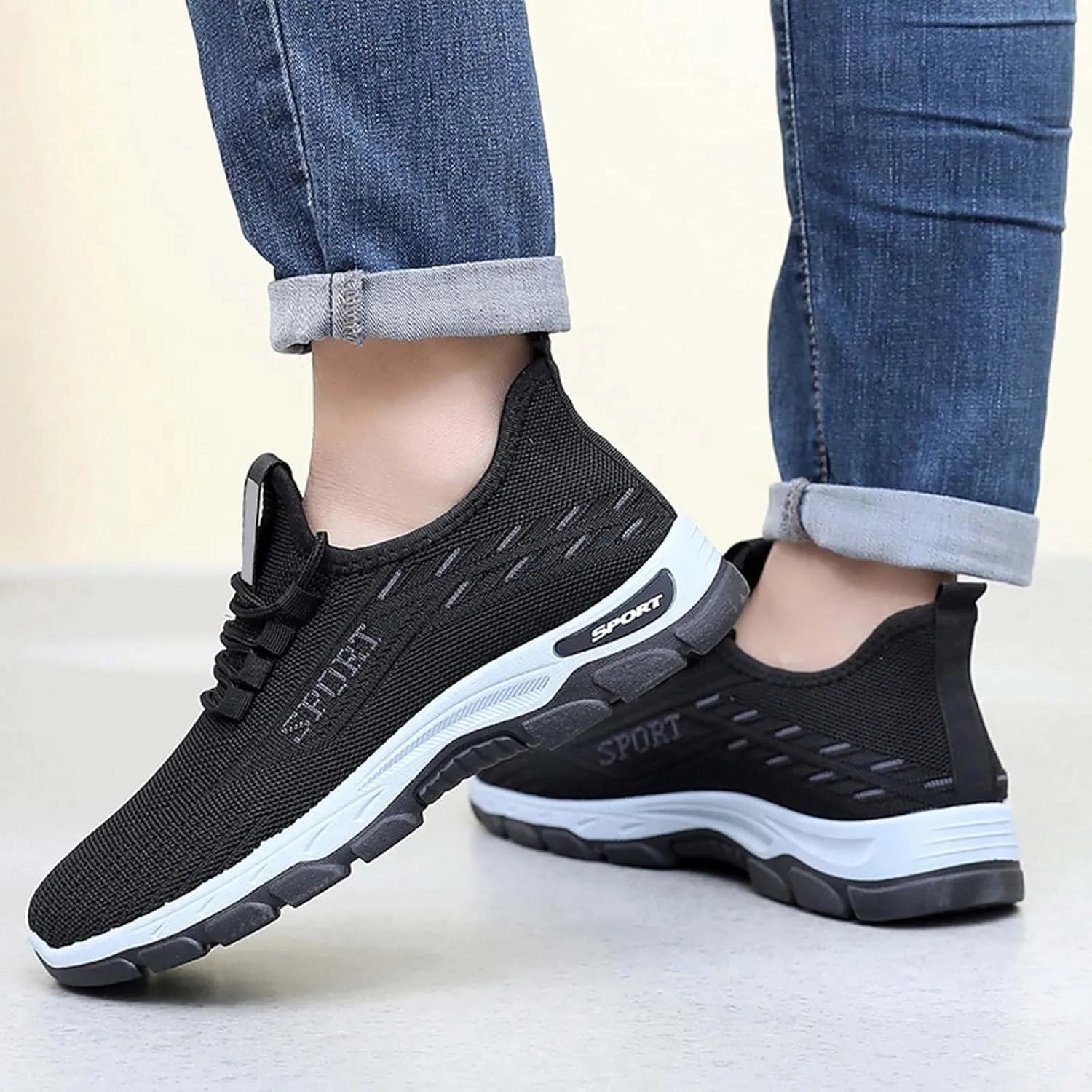 Men's Fashion Pure Color Cloth Casual Sports Shoes Breathable Non Slip Casual Shoes Men's Air 1 Low Sneaker