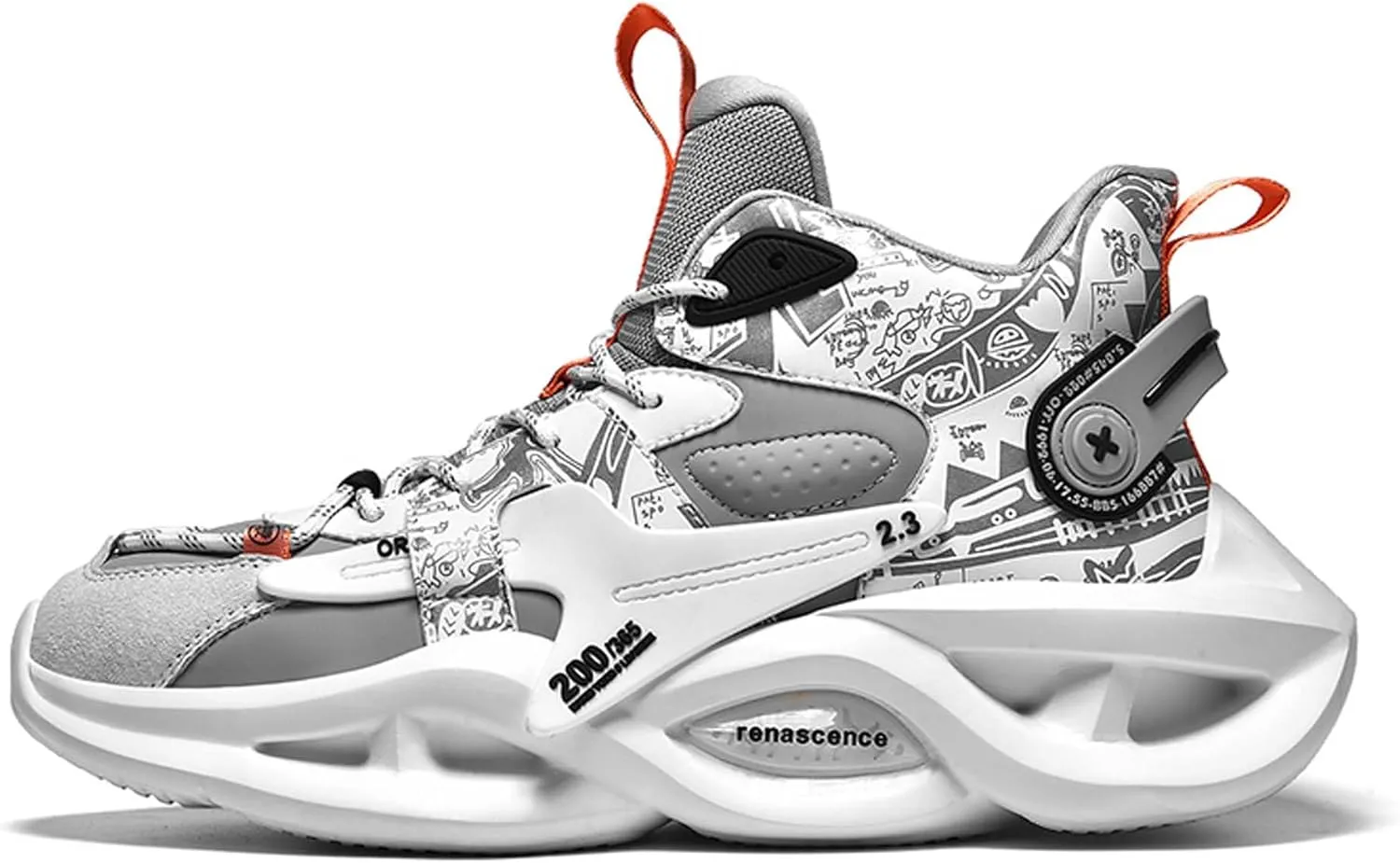 Mens High Top Lace Up Casual Sports Shoes Anti Slip and Wear Resistant Rubber Soles Basketball Shoes High Elasticity Running Shoes Lightweight Carrying Tennis Sports Shoes Breathable Badminton Shoes