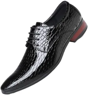 Men's Shiny Patent Leather Dress Shoes Casual Business Oxford Derby Leather Shoes Breathable Lace Up Shoes for Office Wear