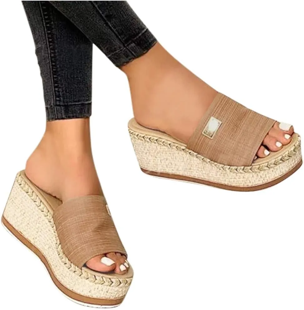Platform Sandals Women Fashion Wedges Sandals Casual Summer High Heels Open Toe Espadrilles Sandal Slip on Shoes