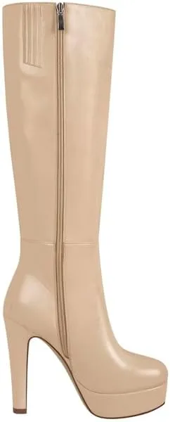 Richealnana Women's Platform Stiletto Heel Side Zipper Knee High Boots Solid Long Boots