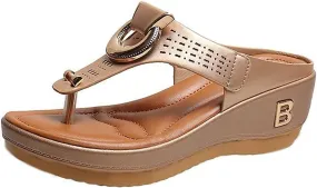 Roorsily Women's Breathable Sandals Sole Soft Wedge Sandals Fashionable Corrective Beach Sandals Breathable Casual Sandals
