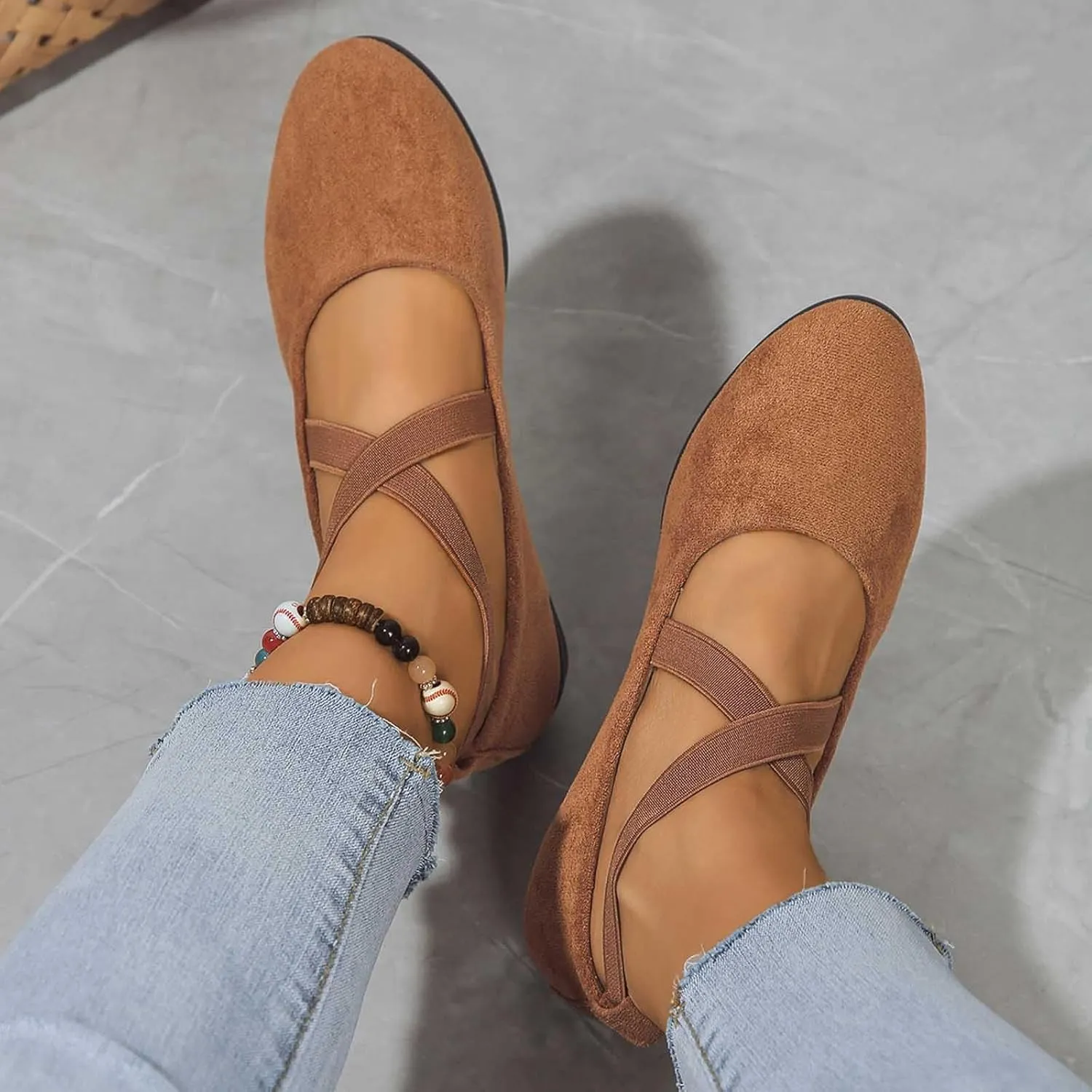 Round Toe Women Flat Shoes Slip On Girls Dress Black Ballet Flats Comfortable Lightweight Walking and Driving Shoes Ladies Elegant Flat Footwear Flexible for Comfort