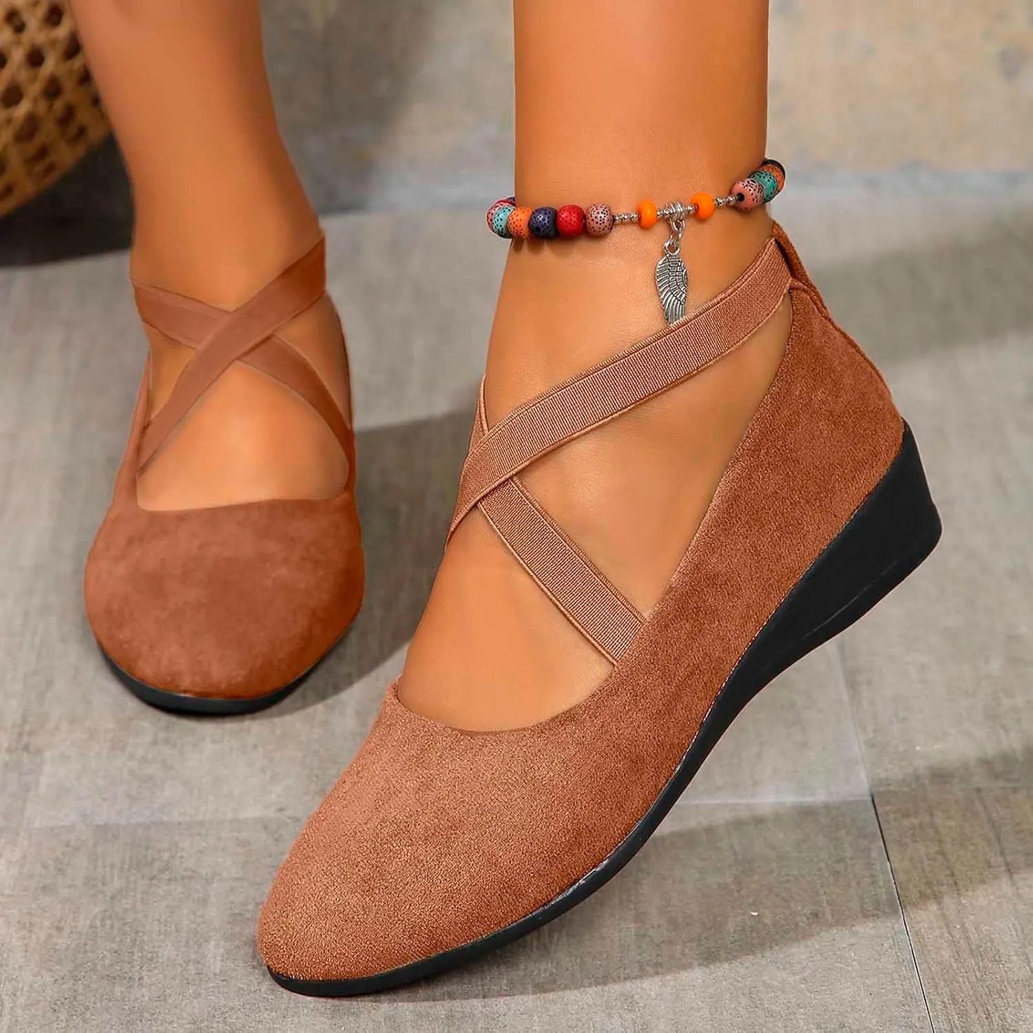 Round Toe Women Flat Shoes Slip On Girls Dress Black Ballet Flats Comfortable Lightweight Walking and Driving Shoes Ladies Elegant Flat Footwear Flexible for Comfort
