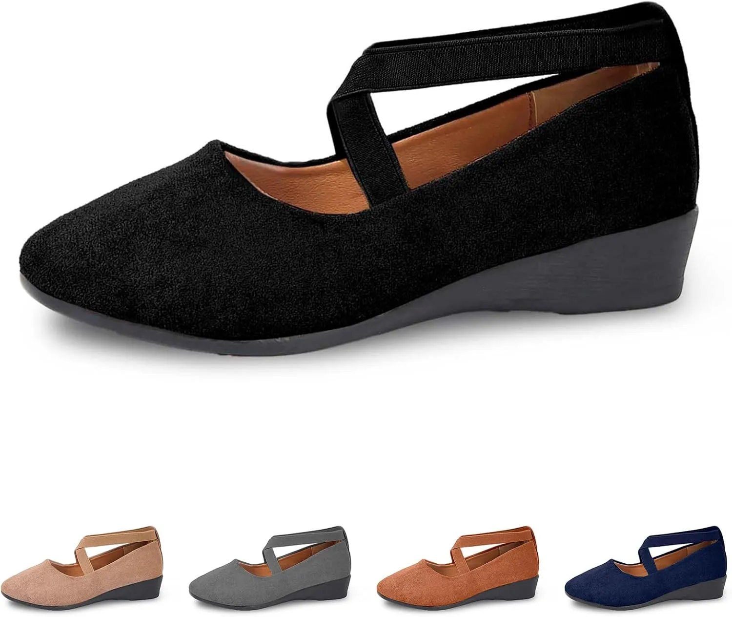 Round Toe Women Flat Shoes Slip On Girls Dress Black Ballet Flats Comfortable Lightweight Walking and Driving Shoes Ladies Elegant Flat Footwear Flexible for Comfort
