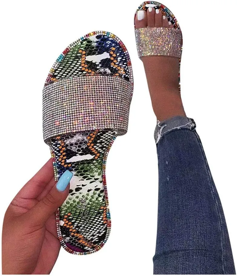 Sandals for Women Wide Width,Women's 2020 Crystal Comfy Platform Sandal Shoes Summer Beach Travel Fashion Slipper Flip Flops