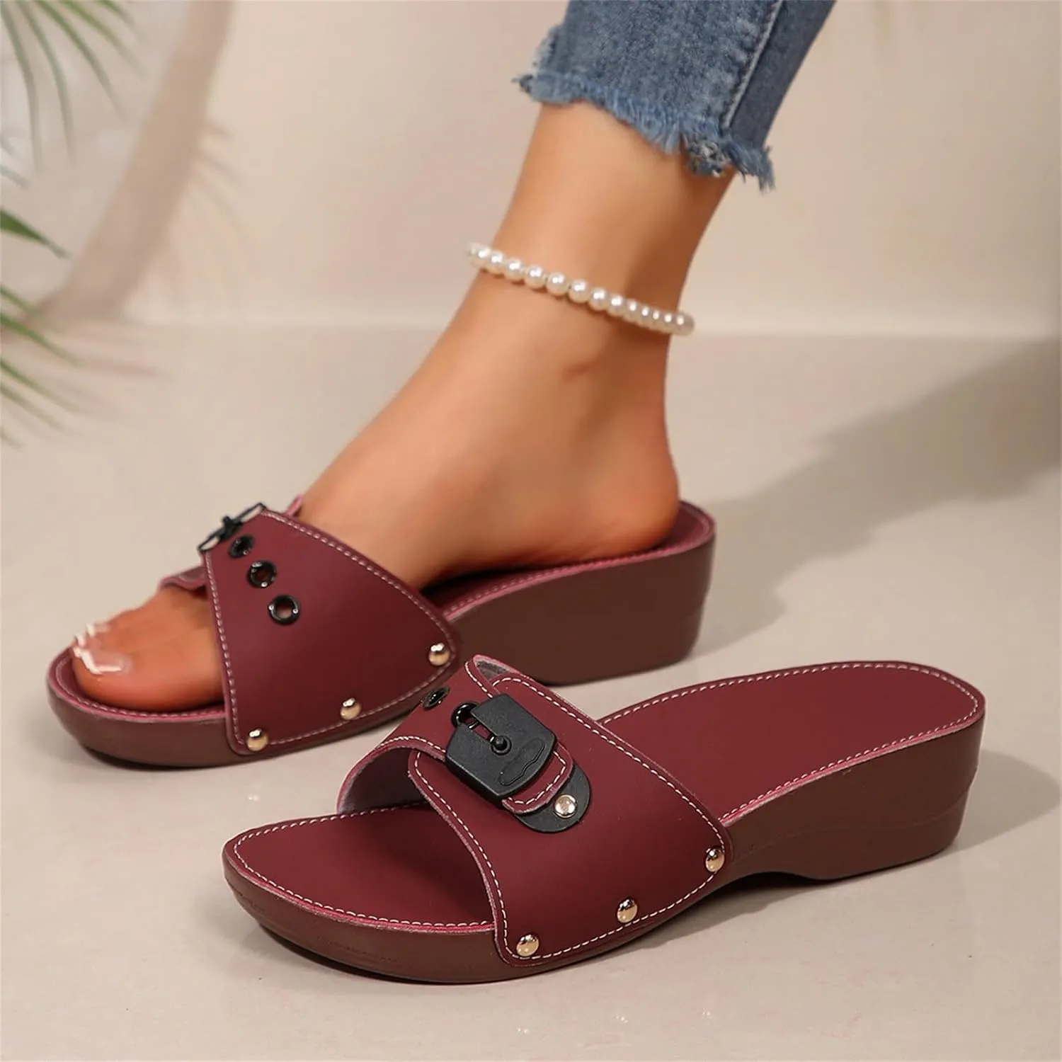Sandals Wedge Shoes - Orthopedic Comfortable Arch Support Platform Sandals Wedge Summer Womens Slides Sandals Leather