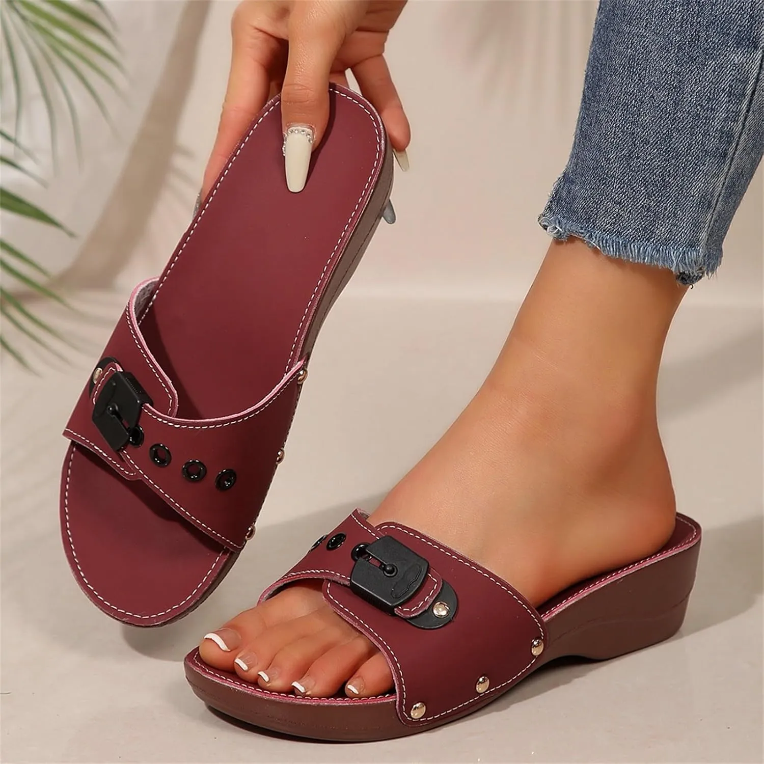 Sandals Wedge Shoes - Orthopedic Comfortable Arch Support Platform Sandals Wedge Summer Womens Slides Sandals Leather