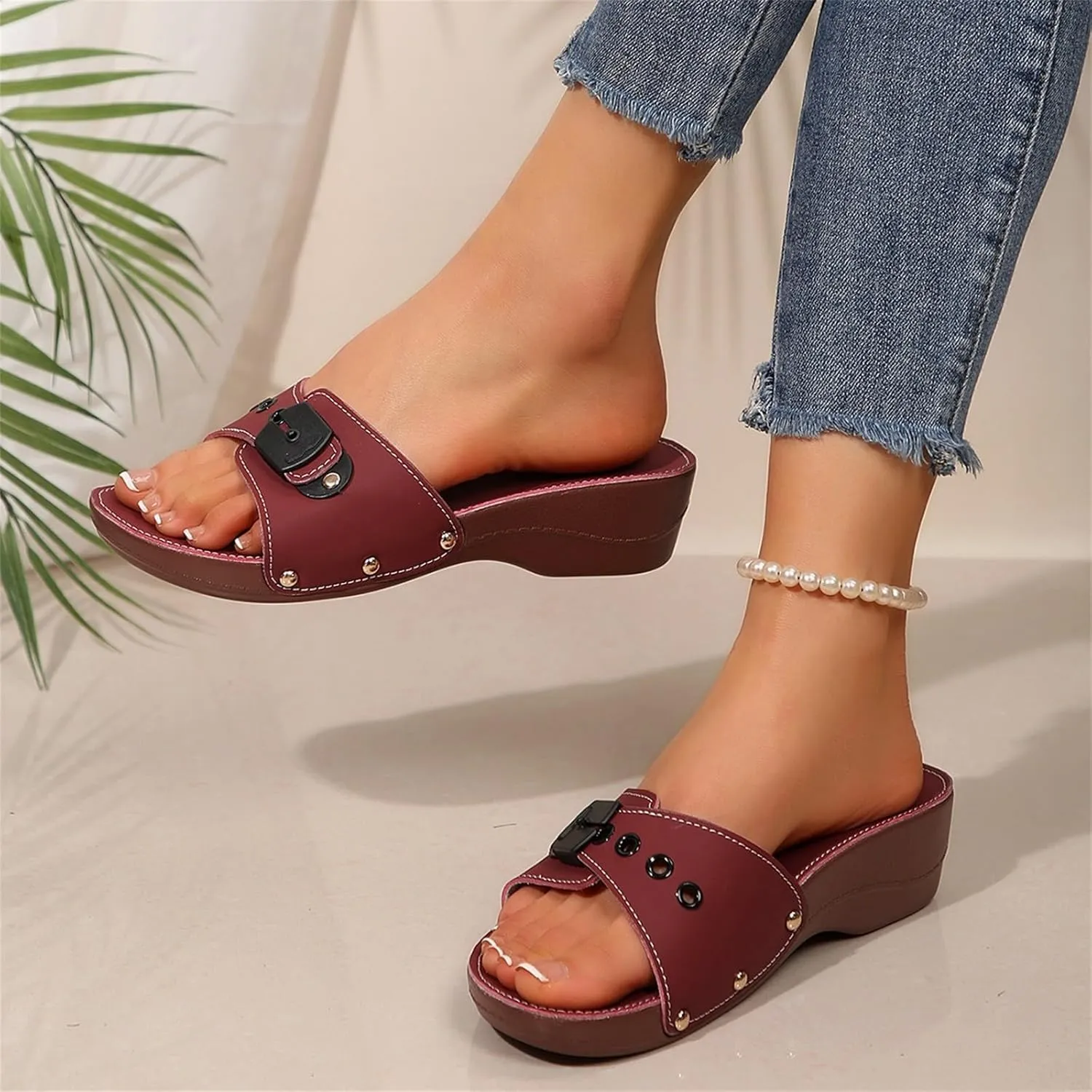 Sandals Wedge Shoes - Orthopedic Comfortable Arch Support Platform Sandals Wedge Summer Womens Slides Sandals Leather