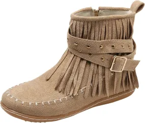 Short Western Boots For Women Ankle Cowboy Boots Suede Fringe Boots Moccasin Cowboy Boots Flat Tassel Boots