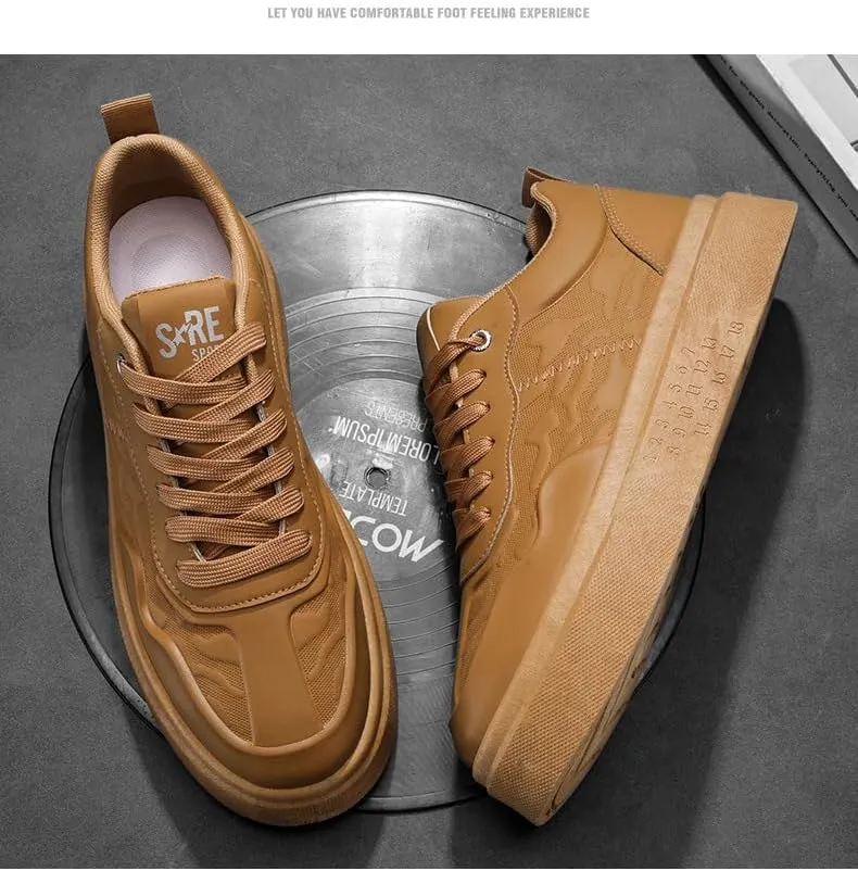 Spring Breathable 2025 New Senior Sense Sports Men's Casual Sports Shoes Youth Thick Sole Trend Fashion Commuter Driving Casual Shoes Pure Color