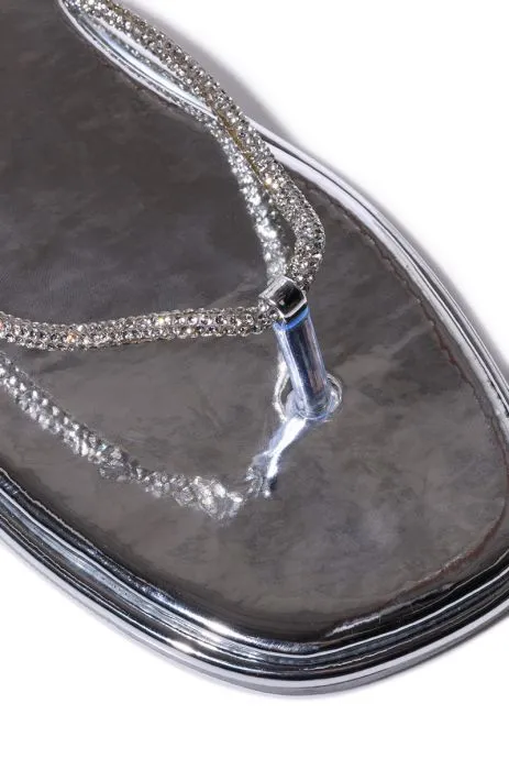 STARSTRUCK-SILVER CRYSTAL WRAP FLAT SANDAL