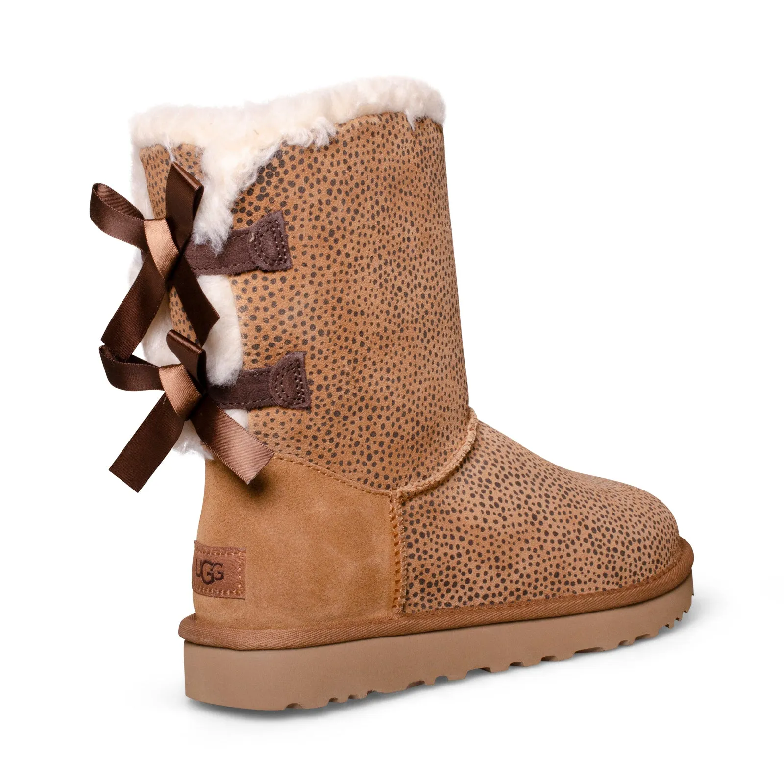 Womens UGG Bailey Bow Micro Cheetah Print Chestnut Boots
