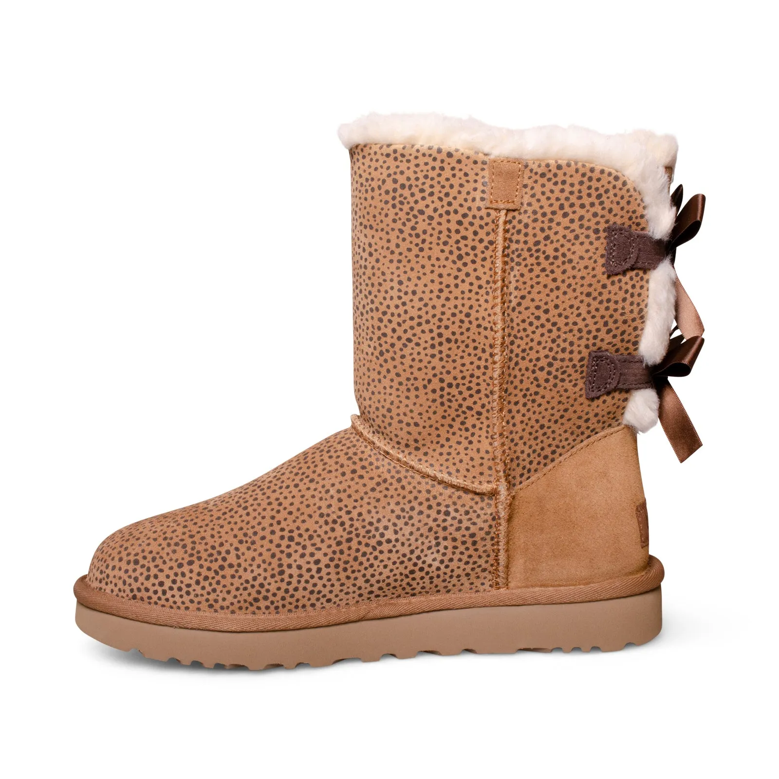 Womens UGG Bailey Bow Micro Cheetah Print Chestnut Boots