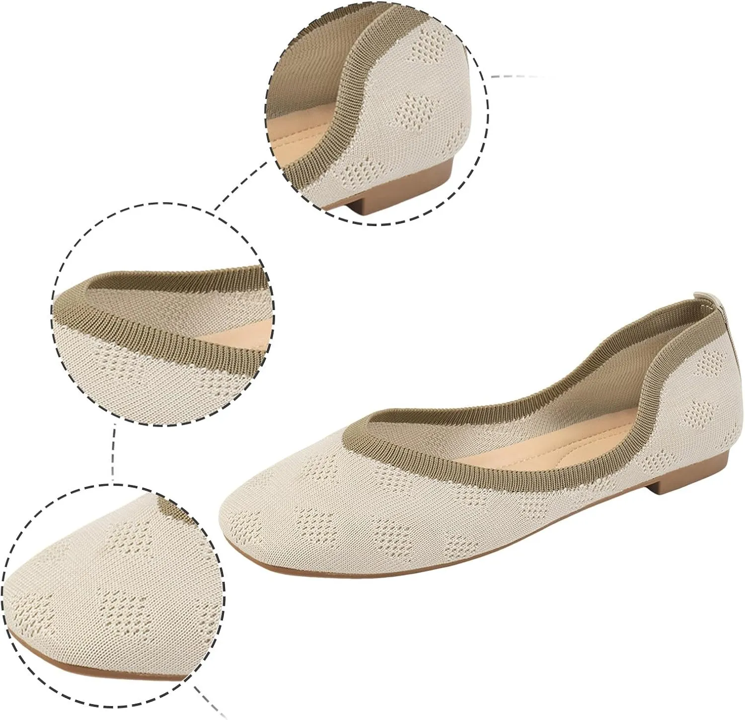 Women Casual Flat Shoes Knit Mesh Breathable Loafer Shoes Fashion Chunky Low Heels Lightweight Casual Shoes