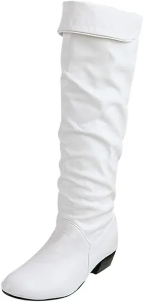 Women Knee High Boots Tall Slouch Boots with Inside Zipper Comfortable Boots Suede Slouch Flat Boots for Women