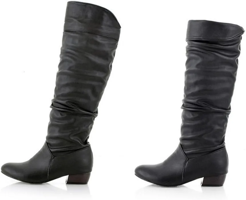 Women Knee High Boots Tall Slouch Boots with Inside Zipper Comfortable Boots Suede Slouch Flat Boots for Women