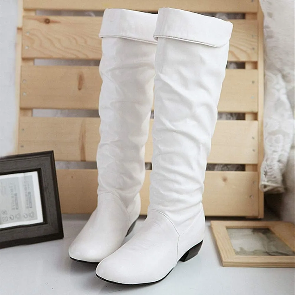 Women Knee High Boots Tall Slouch Boots with Inside Zipper Comfortable Boots Suede Slouch Flat Boots for Women