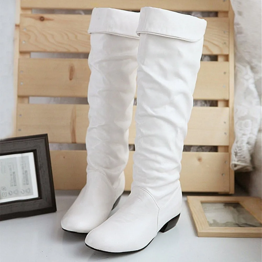 Women Knee High Boots Tall Slouch Boots with Inside Zipper Comfortable Boots Suede Slouch Flat Boots for Women