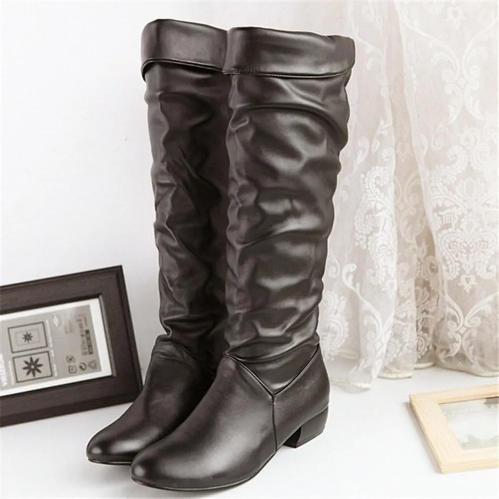 Women Knee High Boots Tall Slouch Boots with Inside Zipper Comfortable Boots Suede Slouch Flat Boots for Women