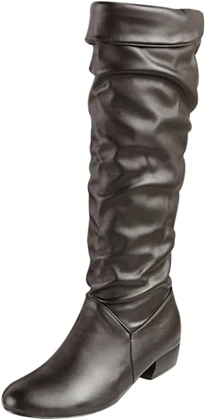 Women Knee High Boots Tall Slouch Boots with Inside Zipper Comfortable Boots Suede Slouch Flat Boots for Women