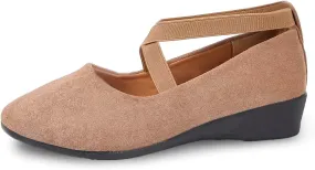 Women's Comfortable Fashion Elastic Ankle Straps Flats Shoes Pull-On Criss-Cross Ballet Girls Dress Toddler Little Gracy Mary Jane Ballerina Style Closed Toe Casual Flat with Strap