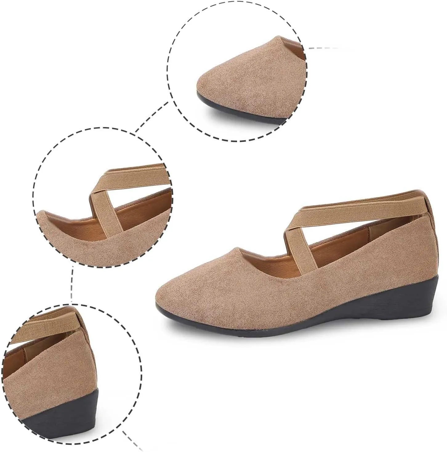 Women's Comfortable Fashion Elastic Ankle Straps Flats Shoes Pull-On Criss-Cross Ballet Girls Dress Toddler Little Gracy Mary Jane Ballerina Style Closed Toe Casual Flat with Strap