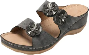 Women's Orthopedic Wedge Walking Sandals with Arch Support Anti Slip Breathable Slip On Flip Flops Dressy Comfy Platform for Summer Beach Travel