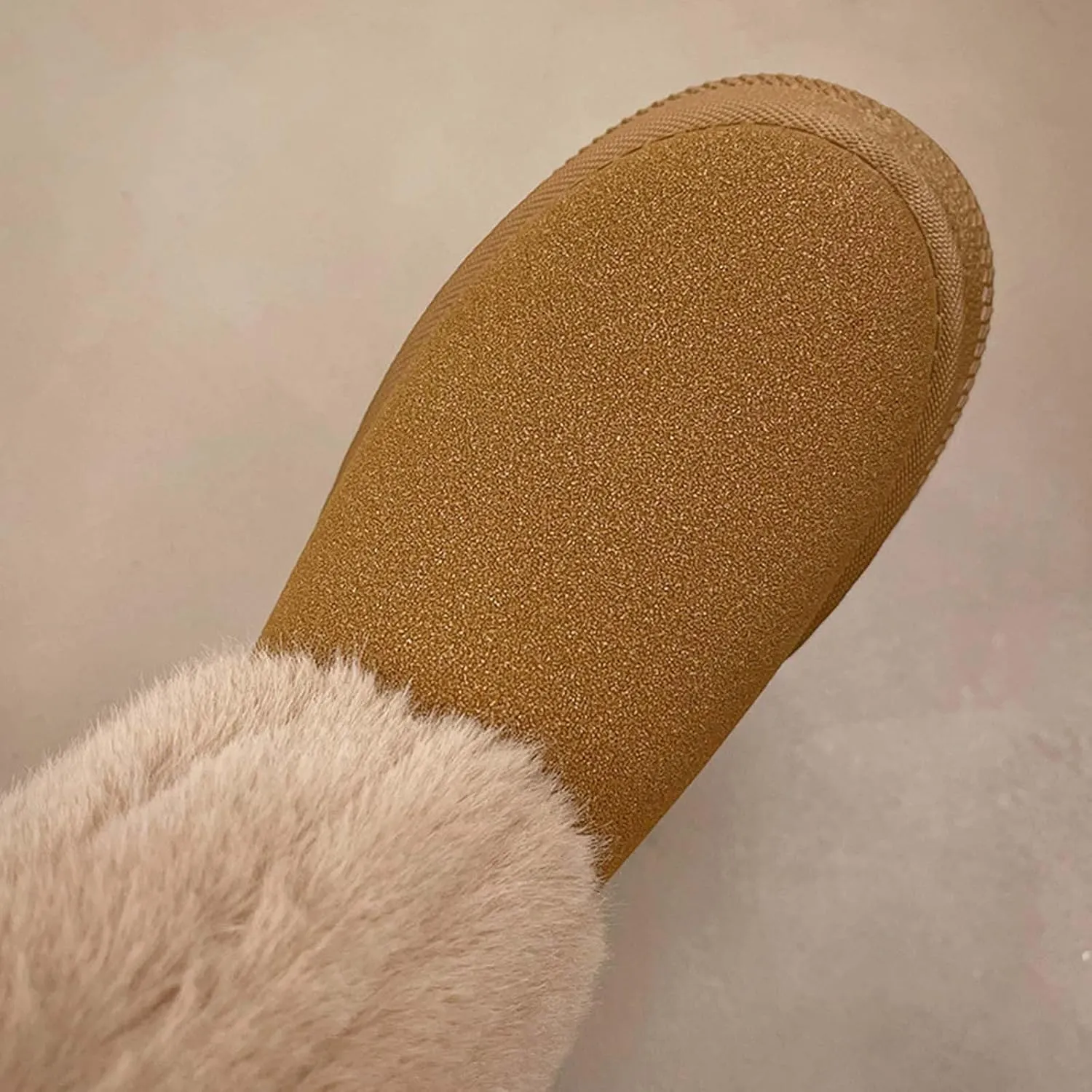 Womens Winter Platform Snow Boots Fuzzy Fleece Warm Ankle Boot Lounge Slip-On Booties Comfy Flat Shoes
