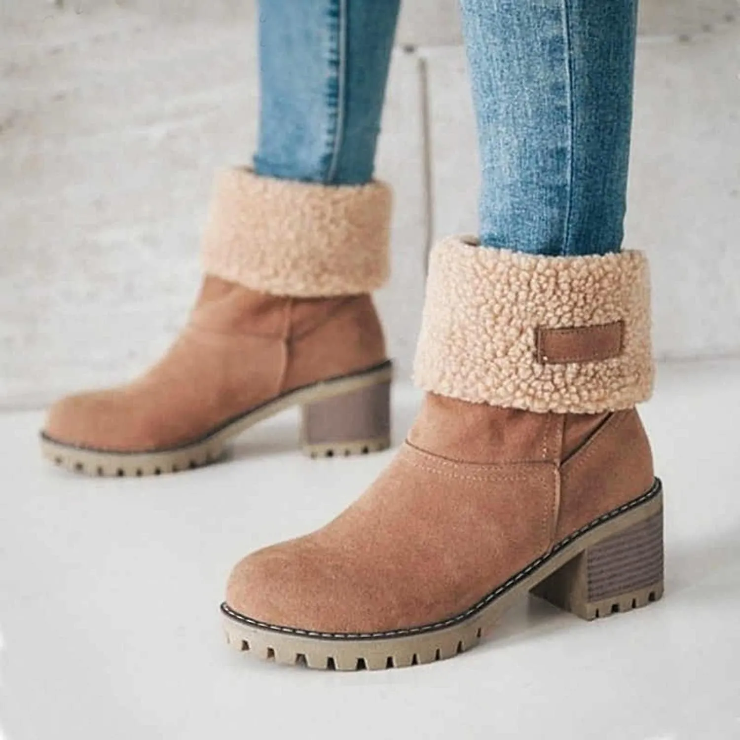 Womens Winter Snow Boots, Casual Fashion Booties, Ankle Boots, Mid Calf Boots, Outdoor Shoes, Red, Green, Black, Brown, Gray, Orange, Size 8.5