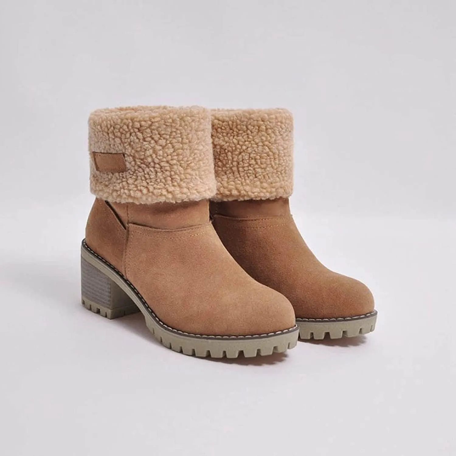 Womens Winter Snow Boots, Casual Fashion Booties, Ankle Boots, Mid Calf Boots, Outdoor Shoes, Red, Green, Black, Brown, Gray, Orange, Size 8.5